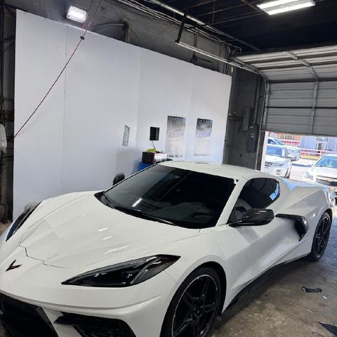 Window tint install: Chevrolet Corvette C8, front