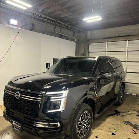 Window tint install: Nissan Armada, front
